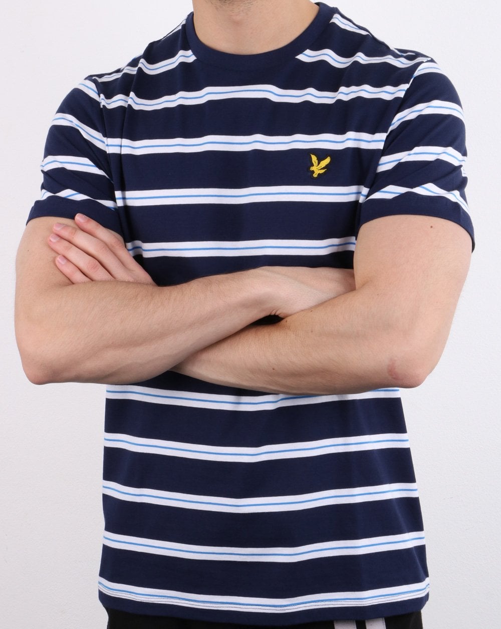 Lyle And Scott Wide Double Stripe T-shirt Navy