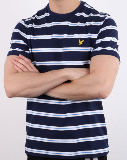 Lyle And Scott Wide Double Stripe T-shirt Navy