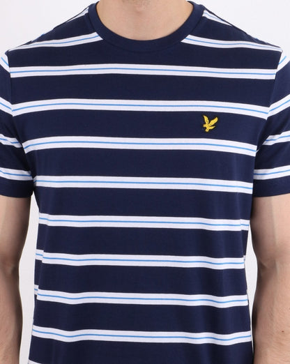 Lyle And Scott Wide Double Stripe T-shirt Navy