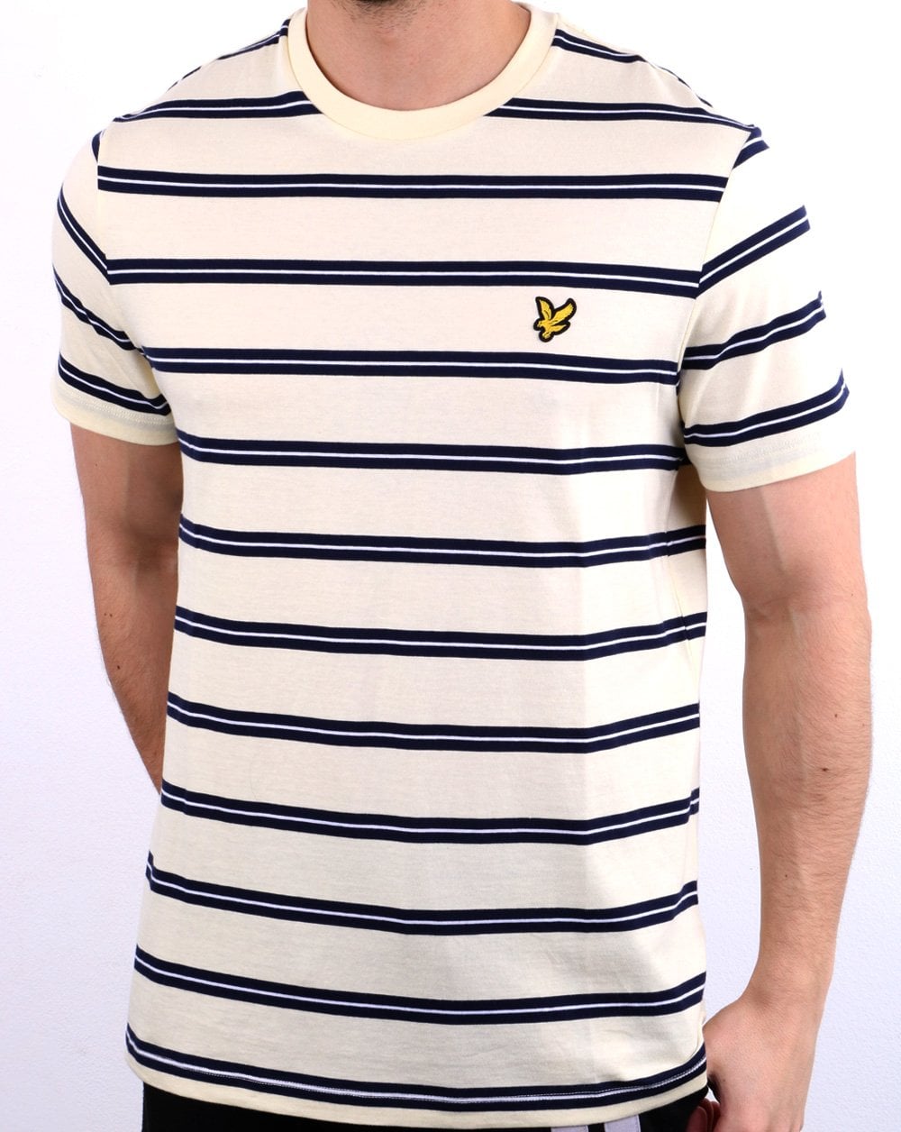 Lyle And Scott Wide Double Stripe T-shirt Buttercream