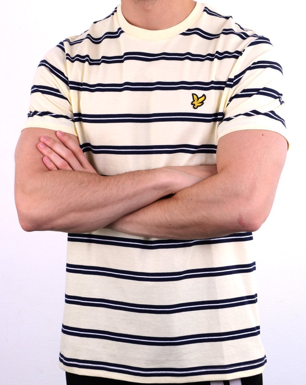 Lyle And Scott Wide Double Stripe T-shirt Buttercream