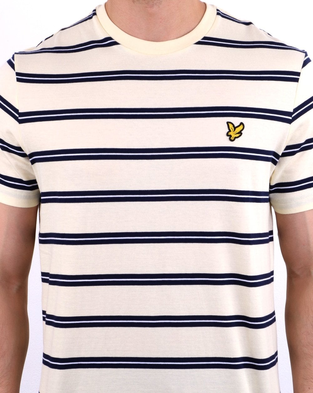 Lyle And Scott Wide Double Stripe T-shirt Buttercream