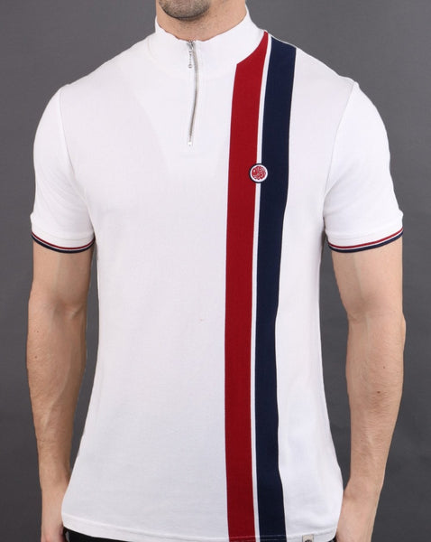 Pretty Green Retro Qtr Zip Top White