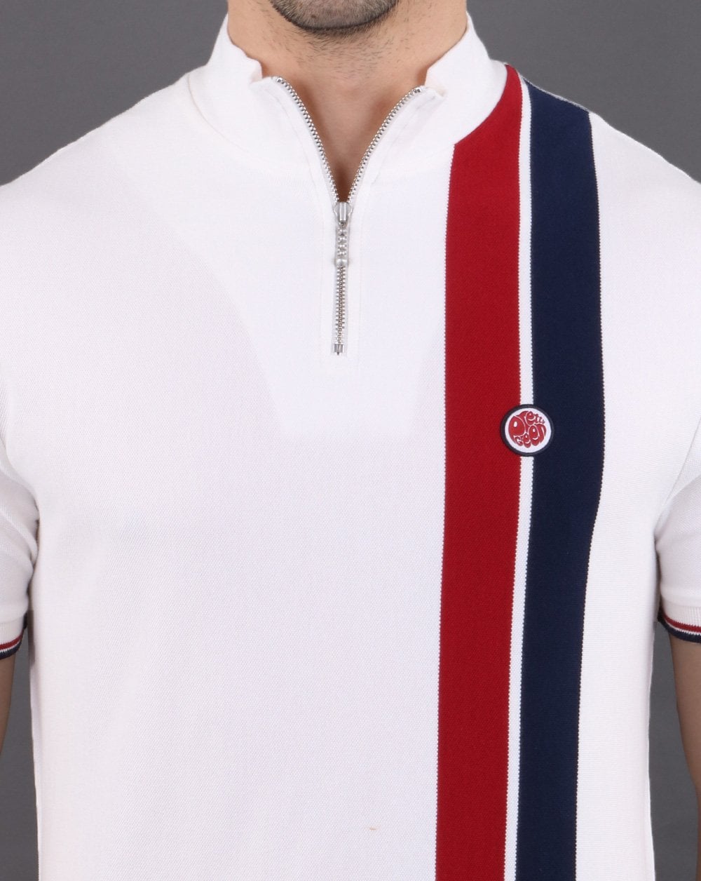 Pretty Green Retro Qtr Zip Top White