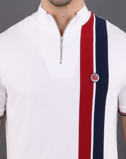 Pretty Green Retro Qtr Zip Top White