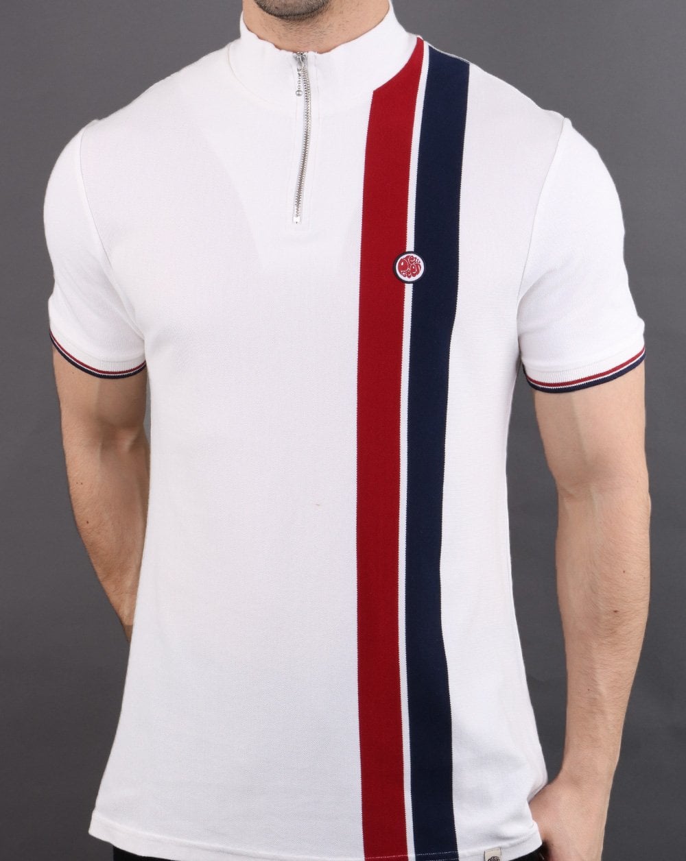 Pretty Green Retro Qtr Zip Top White