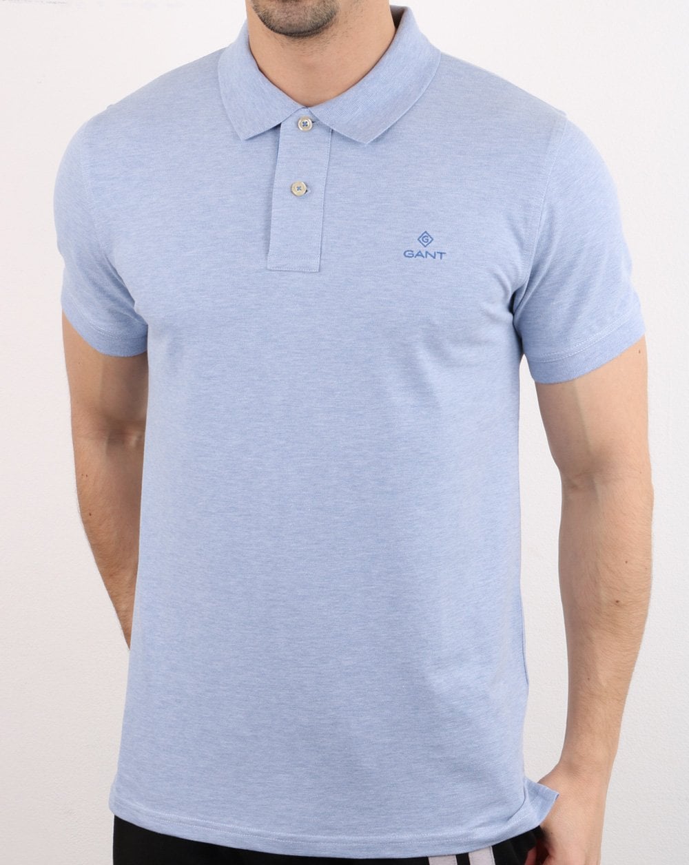 Gant Contrast Collar Polo Shirt Ice Blue