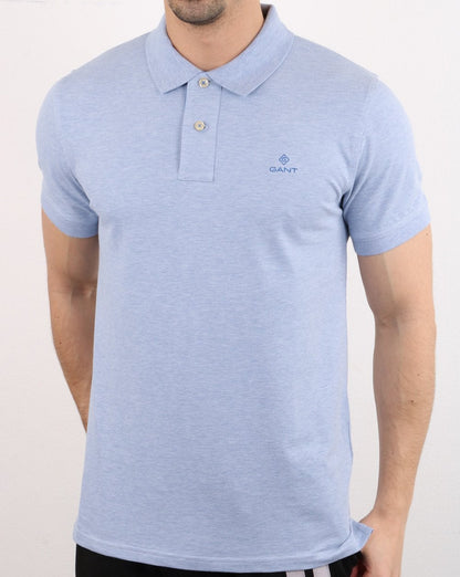 Gant Contrast Collar Polo Shirt Ice Blue