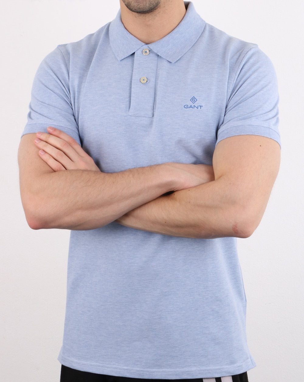 Gant Contrast Collar Polo Shirt Ice Blue