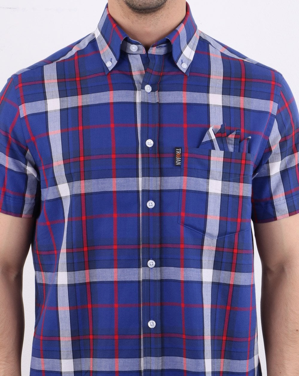 Trojan Madras Check Shirt Blue