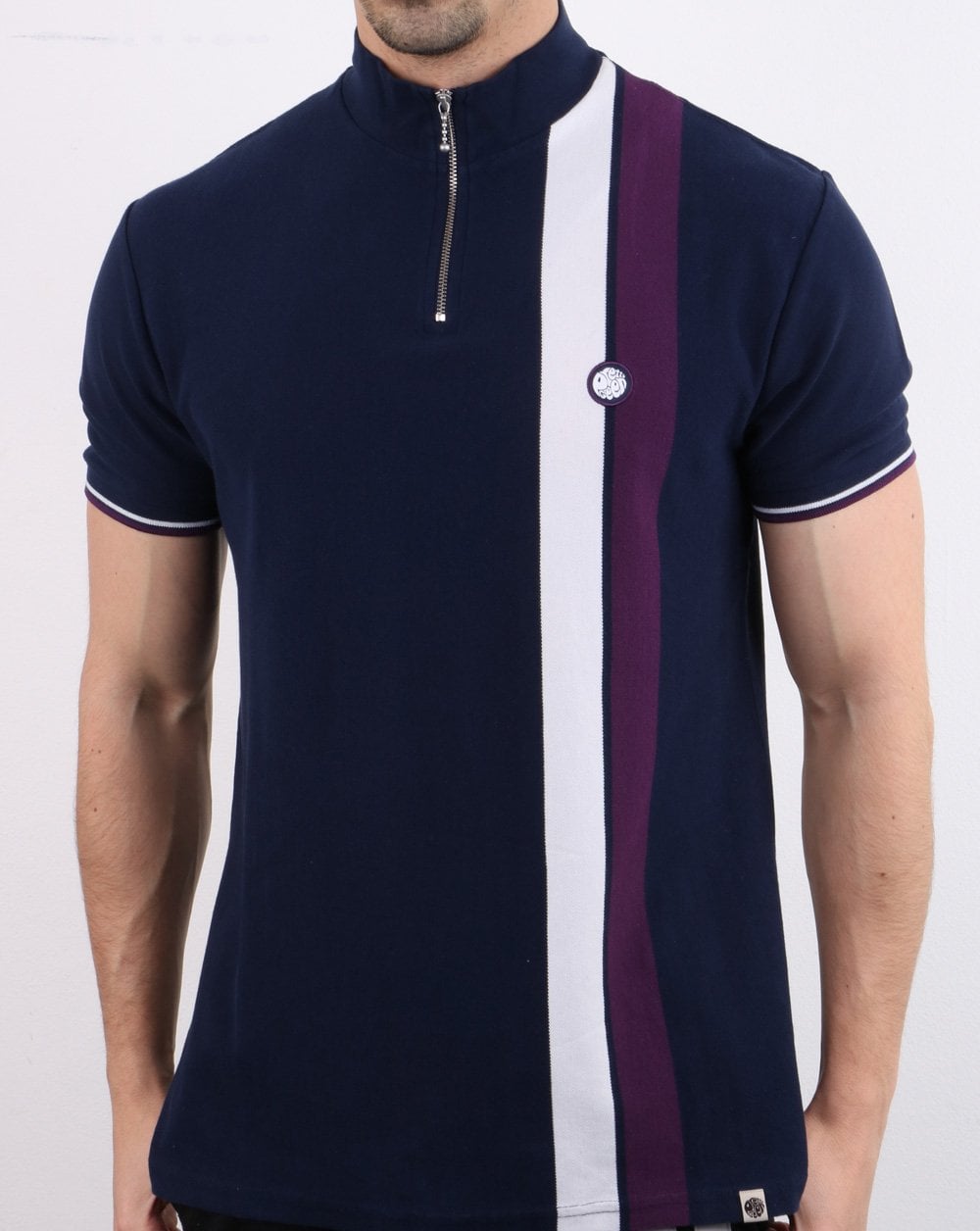 Pretty Green Retro Qtr Zip Top Navy