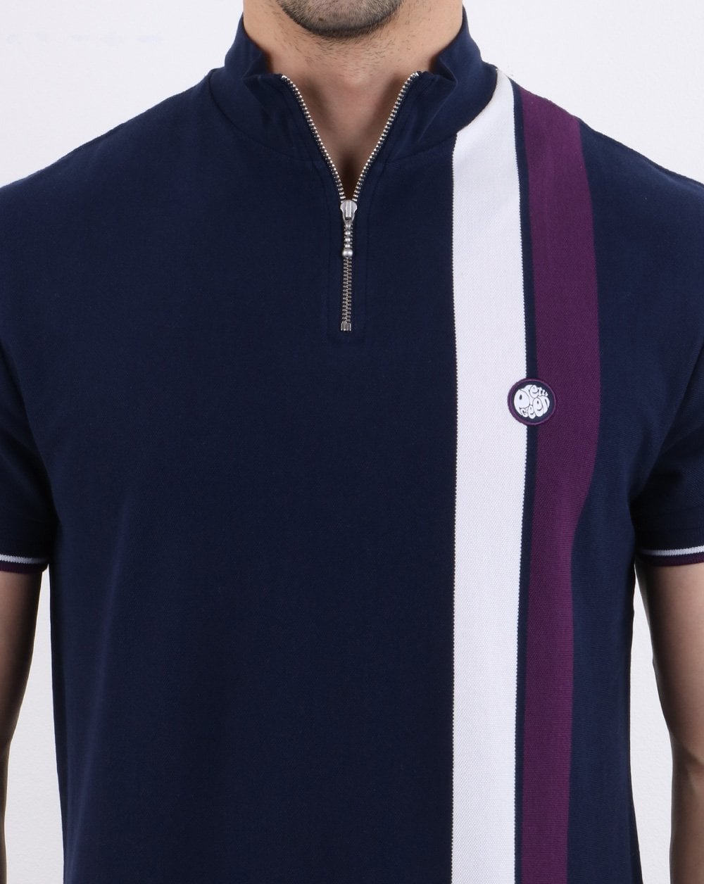 Pretty Green Retro Qtr Zip Top Navy