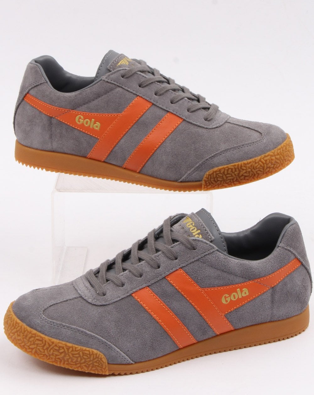 Gola Harrier Suede Trainer Grey/Orange