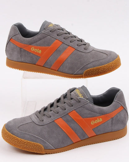 Gola Harrier Suede Trainer Grey/Orange