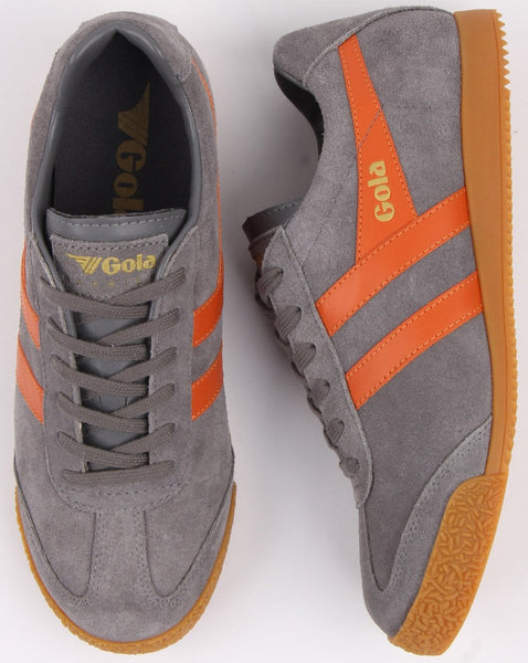 Gola Harrier Suede Trainer Grey/Orange