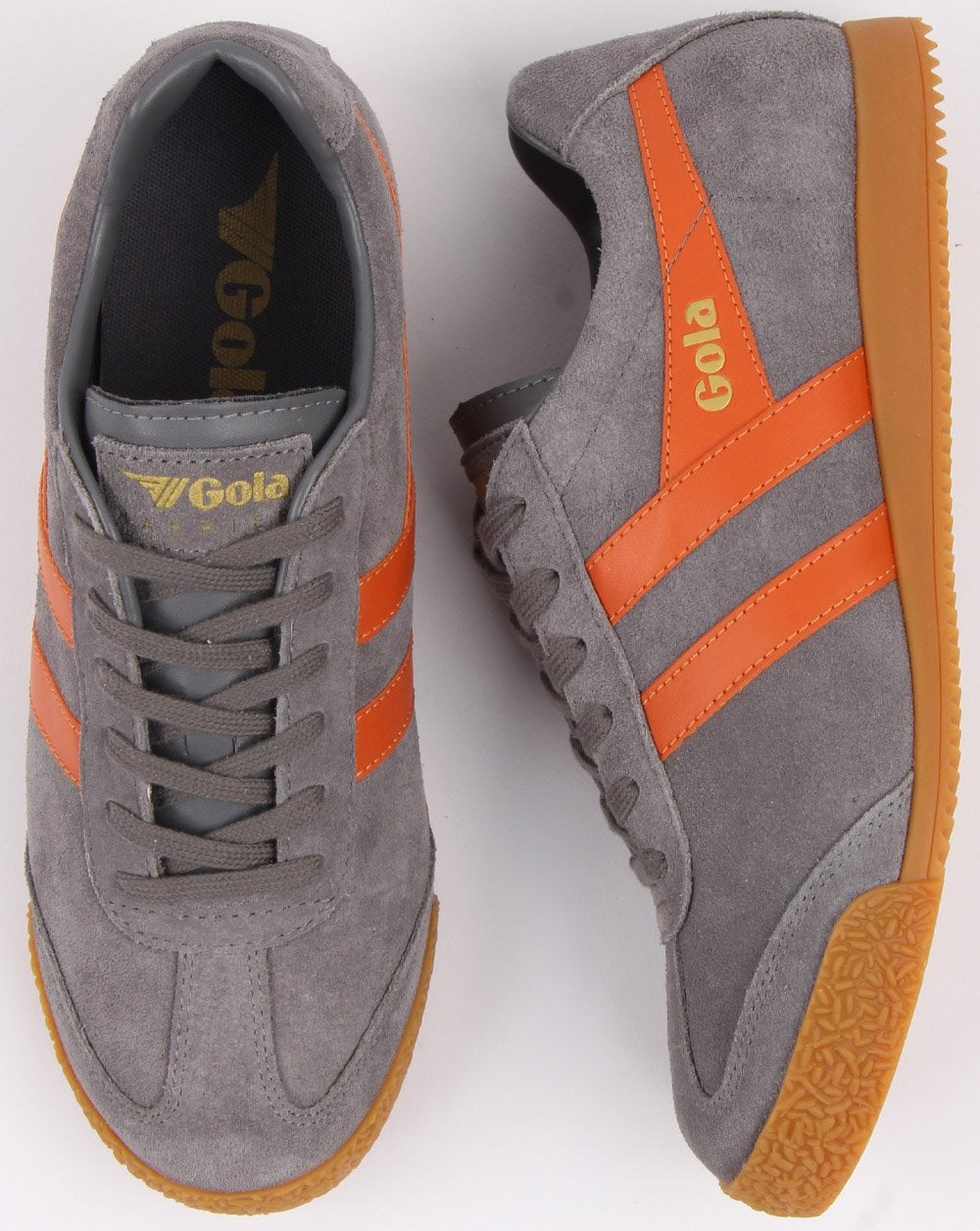 Gola Harrier Suede Trainer Grey/Orange