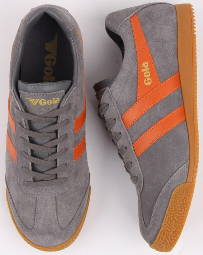 Gola Harrier Suede Trainer Grey/Orange