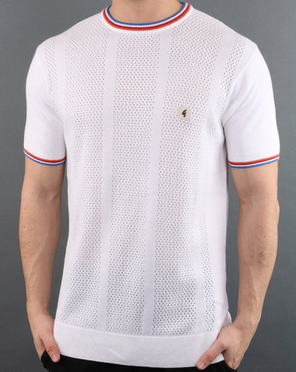 Gabicci Vintage knitted retro T-Shirt White
