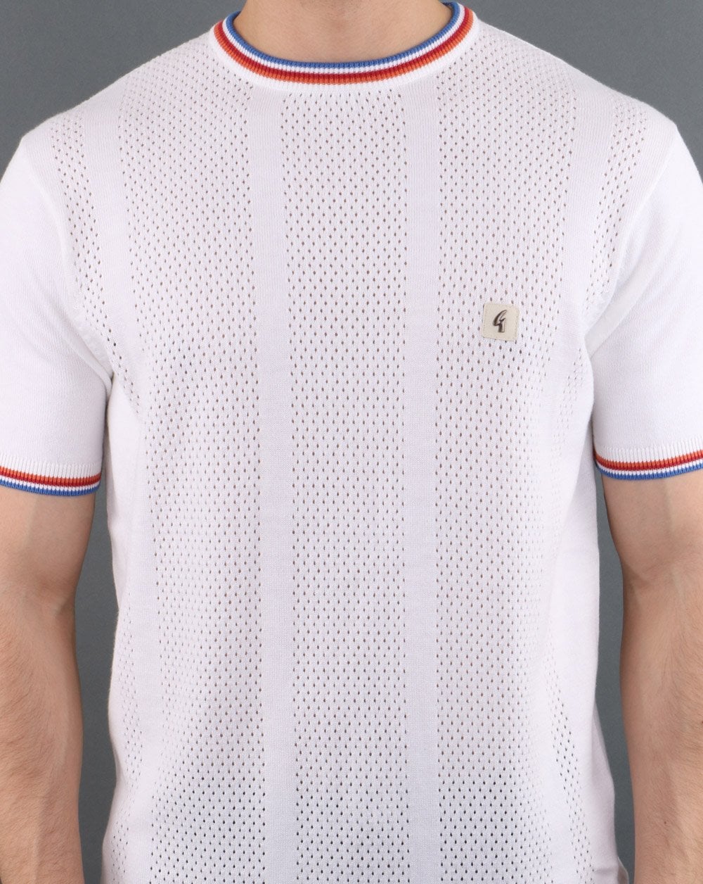 Gabicci Vintage knitted retro T-Shirt White