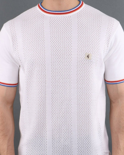 Gabicci Vintage knitted retro T-Shirt White