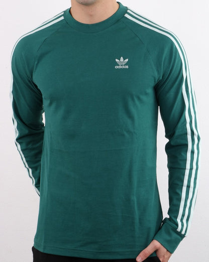 Adidas Originals 3 Stripes Long Sleeved T Shirt Noble Green