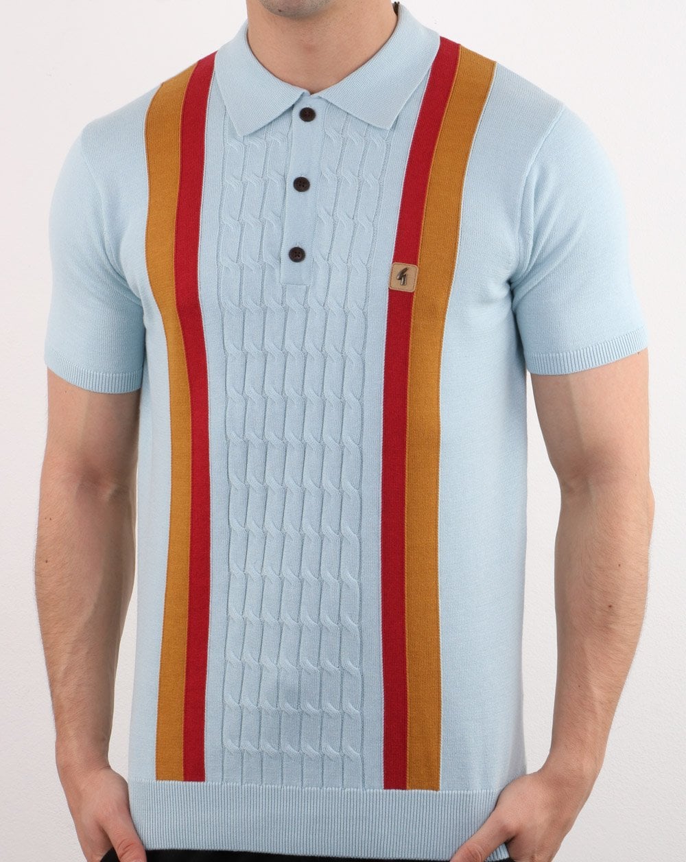 Gabicci Vintage Turney Striped Polo Sky Blue