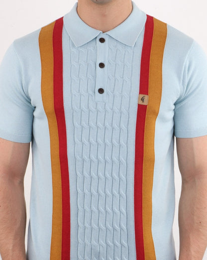 Gabicci Vintage Turney Striped Polo Sky Blue