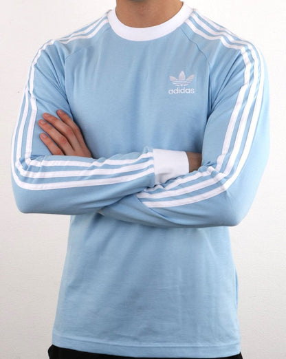 Adidas Originals 3 Stripes Long Sleeve Tee Sky