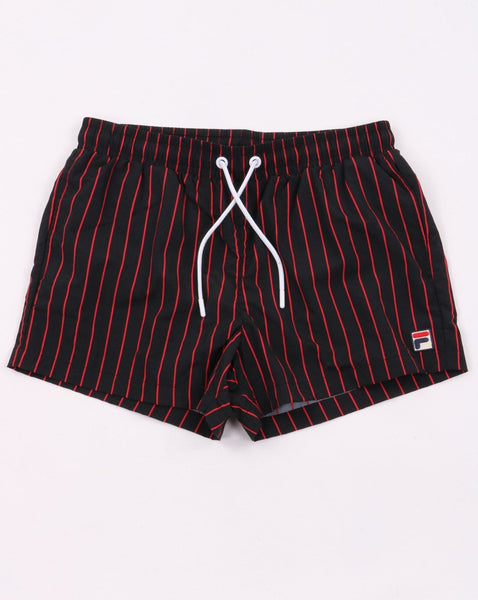 Fila Vintage Pinstripe Swim Shorts Black/Red
