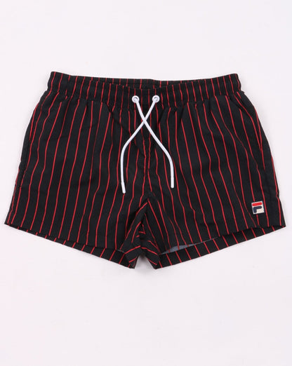 Fila Vintage Pinstripe Swim Shorts Black/Red