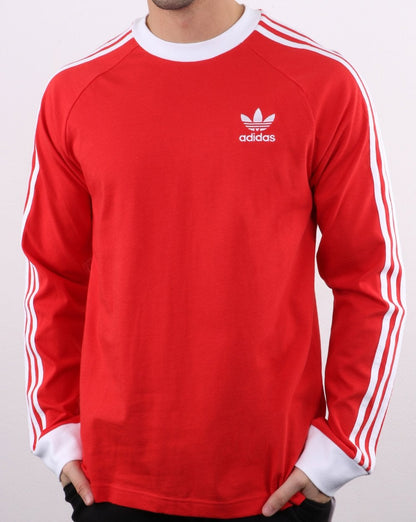 Adidas Originals 3-stripes Long Sleeved T Shirt Lush Red