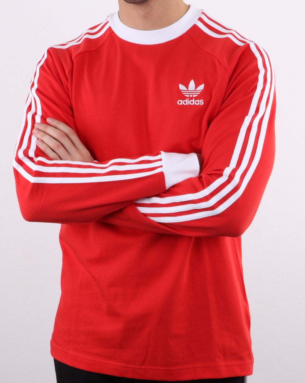 Adidas Originals 3-stripes Long Sleeved T Shirt Lush Red