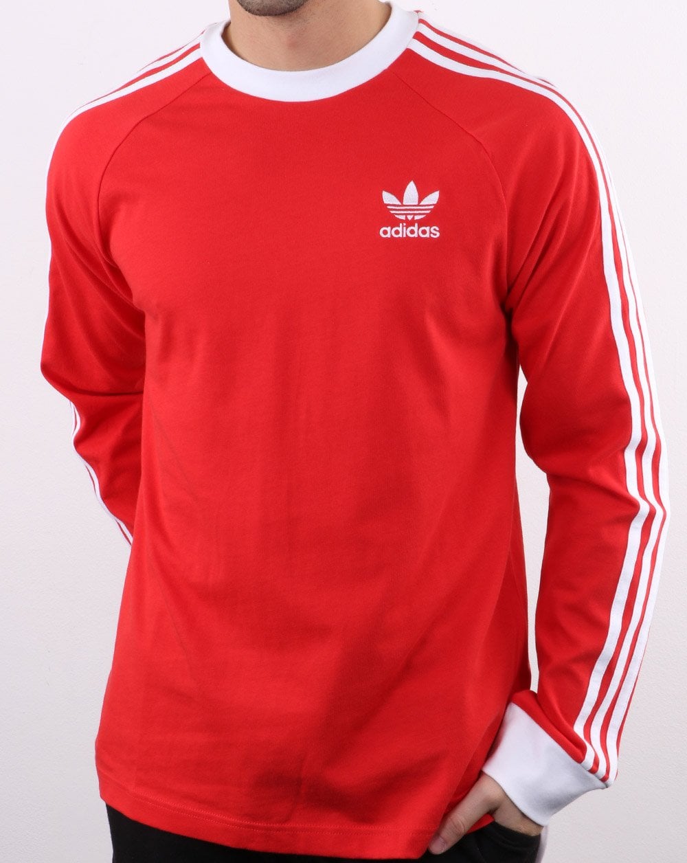 Adidas Originals 3-stripes Long Sleeved T Shirt Lush Red