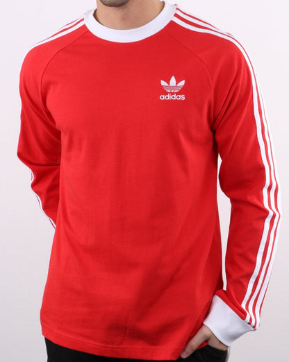 Adidas Originals 3-stripes Long Sleeved T Shirt Lush Red