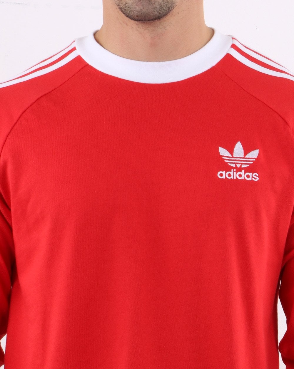Adidas Originals 3-stripes Long Sleeved T Shirt Lush Red