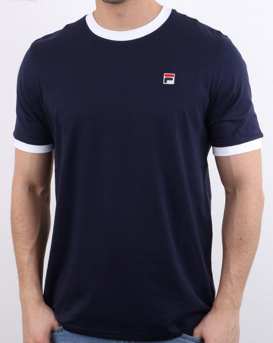 Fila Vintage Ringer T Shirt Navy/white