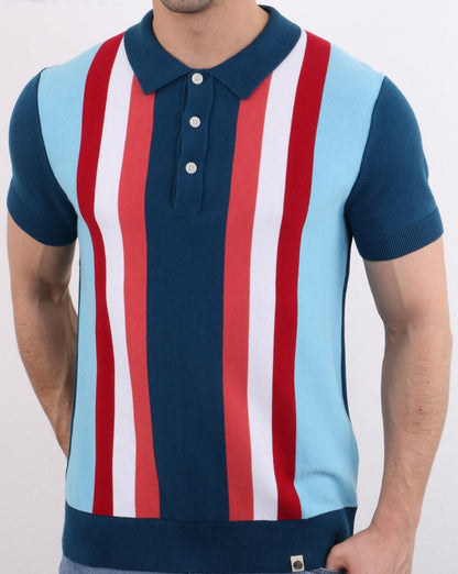 Pretty Green Lifton Knitted Polo Blue