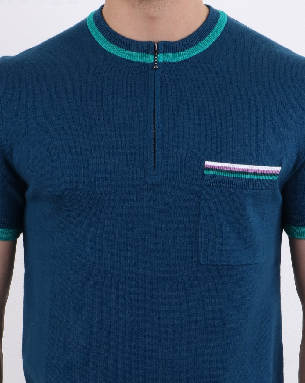 Pretty Green Wenn Knitted T-shirt Blue