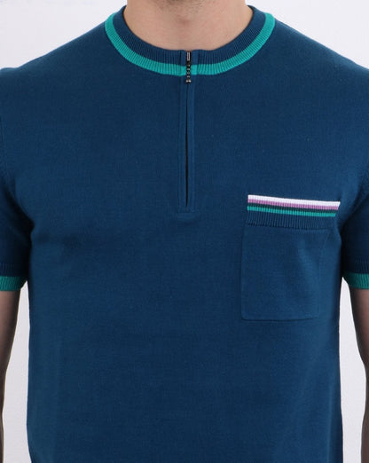Pretty Green Wenn Knitted T-shirt Blue