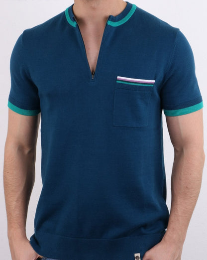 Pretty Green Wenn Knitted T-shirt Blue