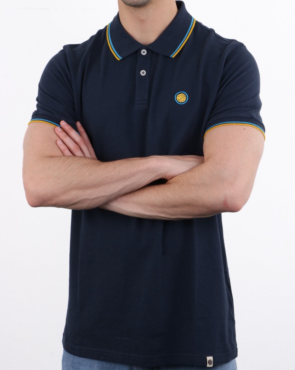 Pretty Green Barton Polo Shirt Navy/Yellow