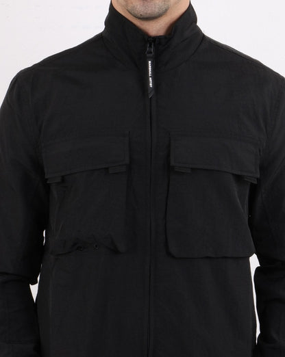 Marshall Artist Garment Dyed Parachute Overshirt Black