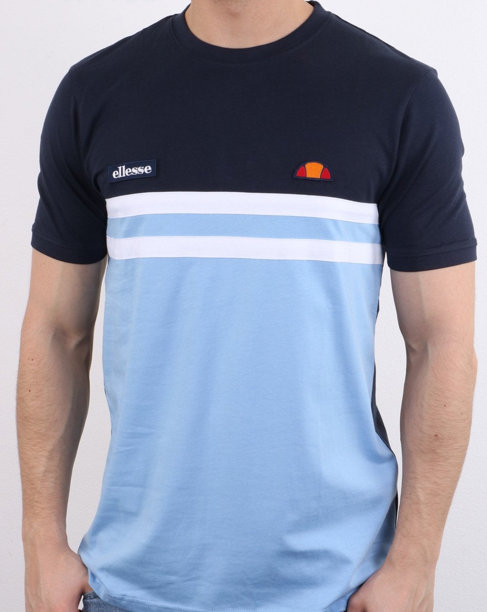 Ellesse Duo stripe T Shirt Navy/sky