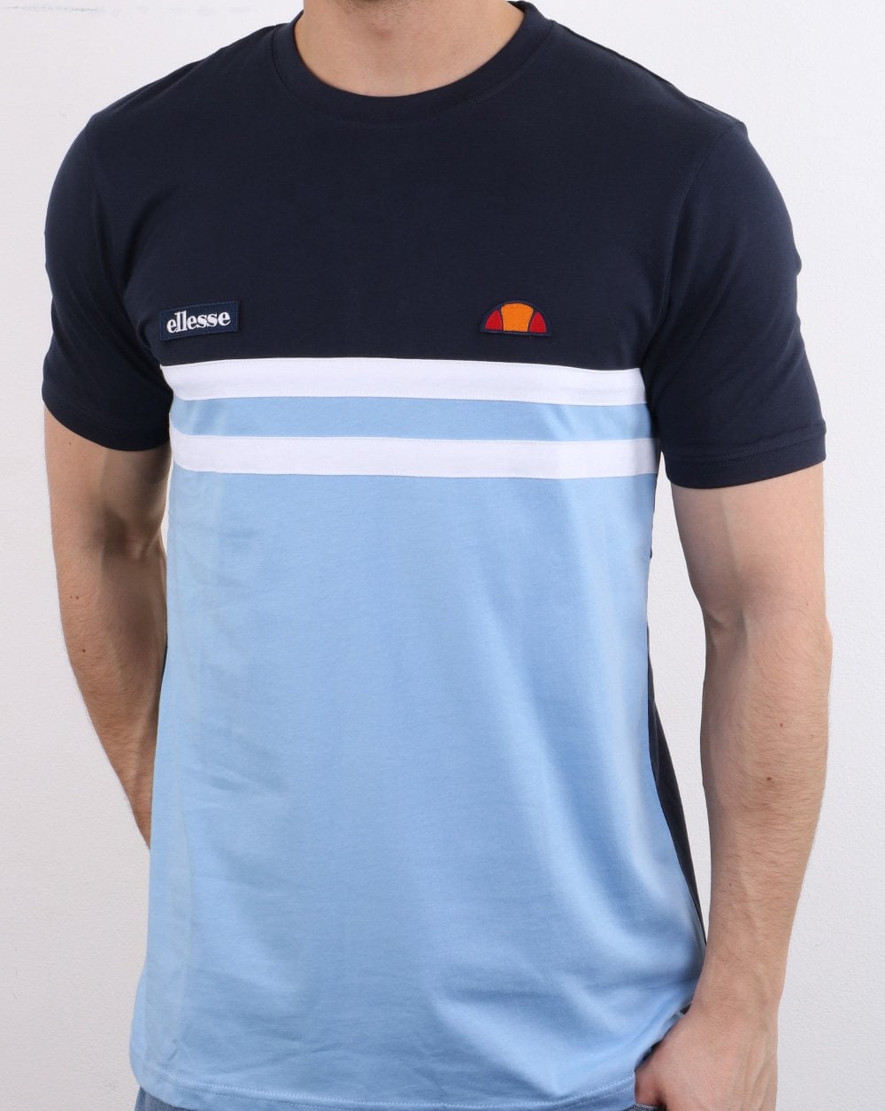 Ellesse Duo stripe T Shirt Navy/sky