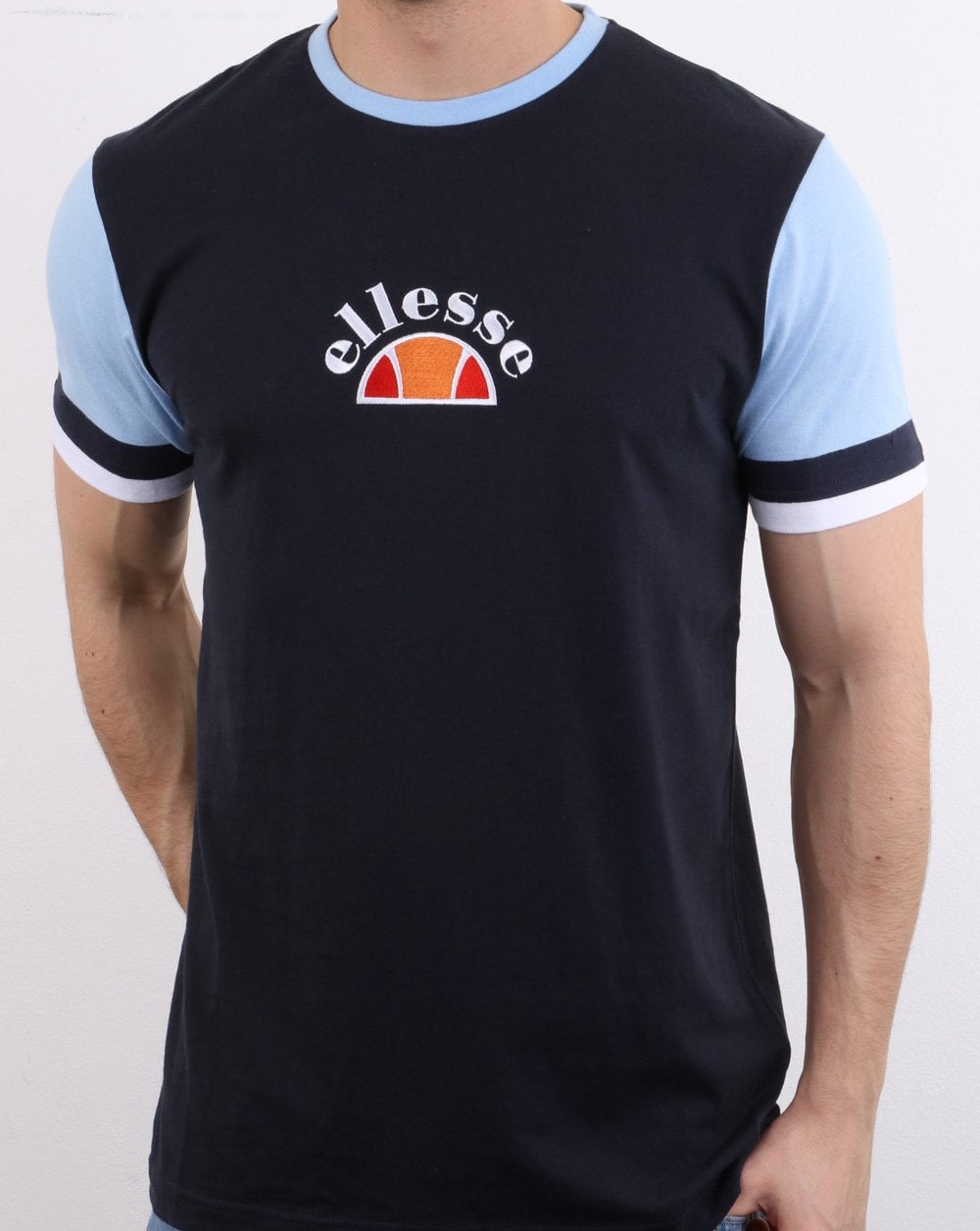 Ellesse Contrast sleeve T Shirt Navy