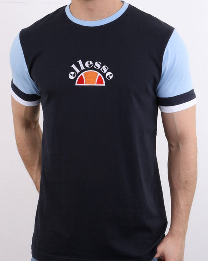 Ellesse Contrast sleeve T Shirt Navy