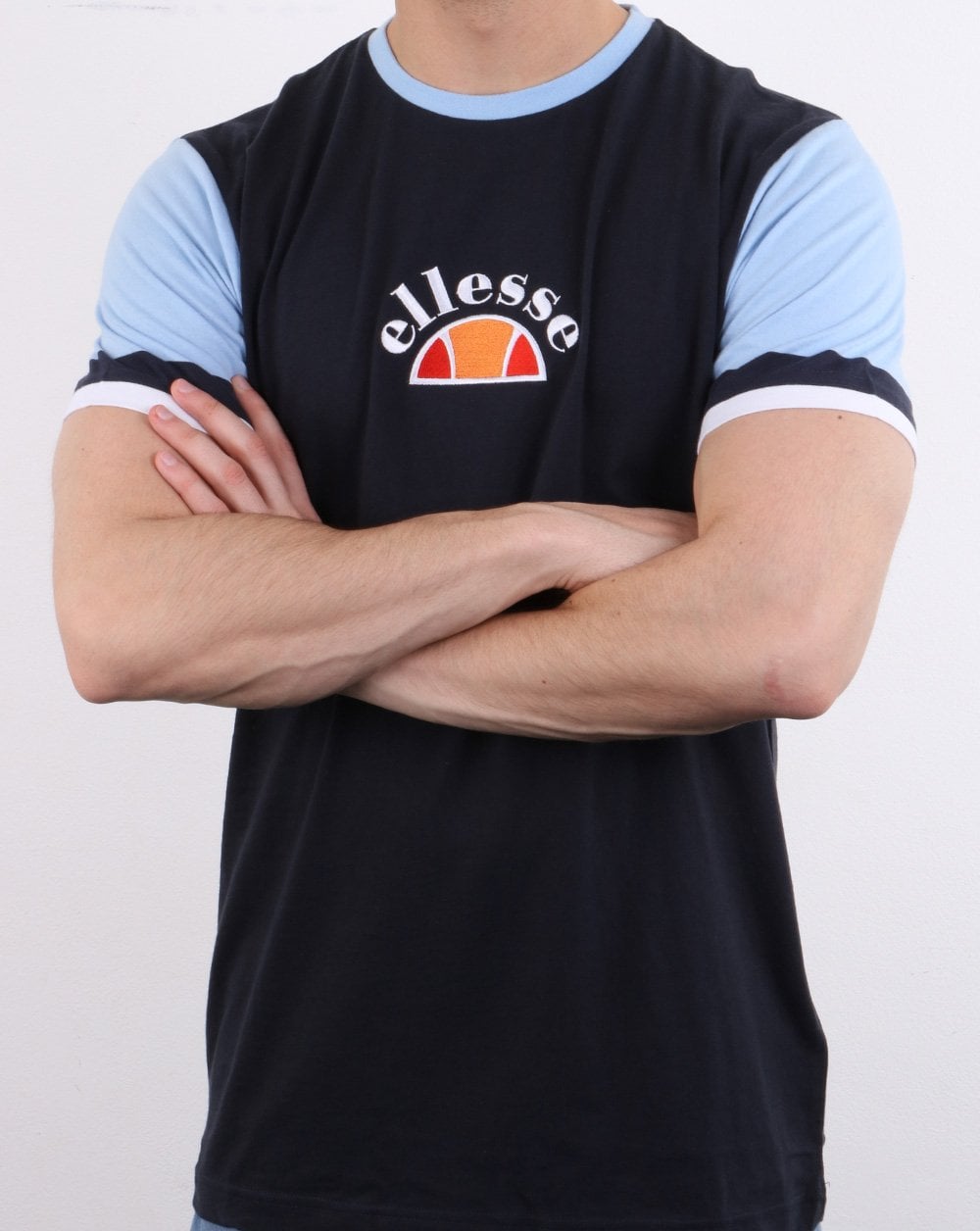 Ellesse Contrast sleeve T Shirt Navy