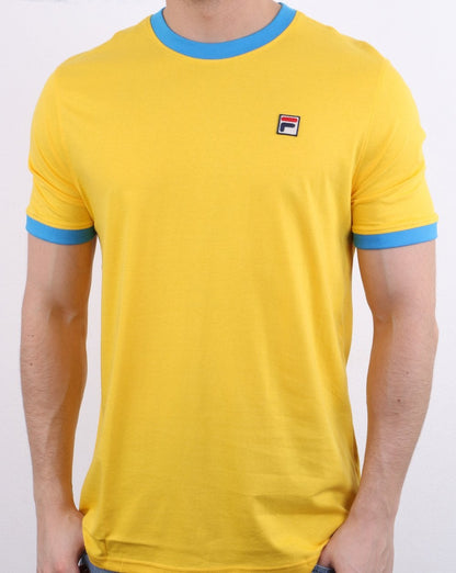 Fila Vintage Ringer T Shirt Yellow/Blue