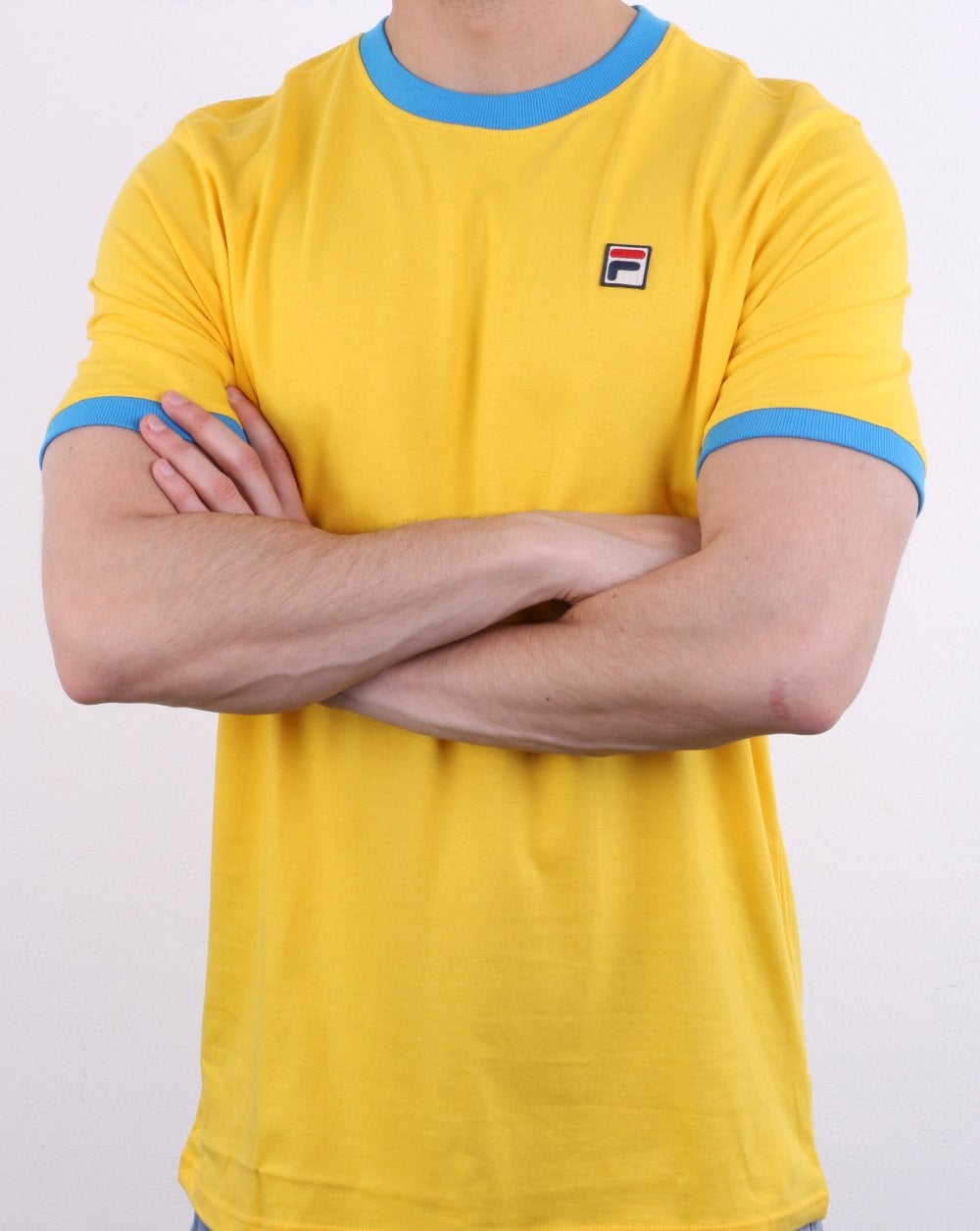 Fila Vintage Ringer T Shirt Yellow/Blue