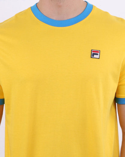 Fila Vintage Ringer T Shirt Yellow/Blue